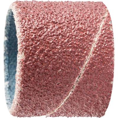 Bande abrasive rouge avec surface rugueuse, de forme cylindrique.