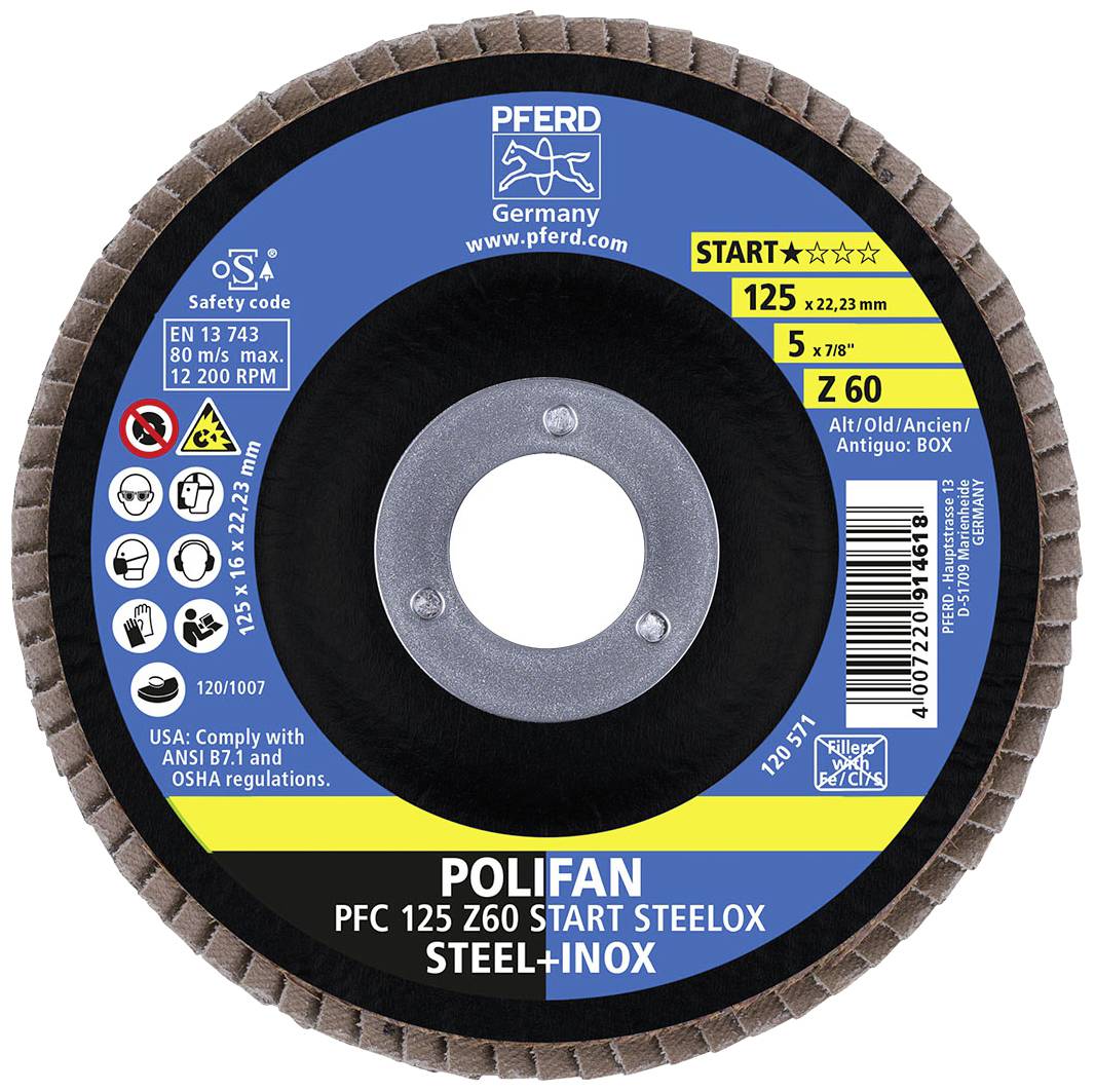 PFERD TOOLS 69300935 PFC 125 Z 60 START STEELOX Disque segmenté Diamètre 125 mm Ø de perçage 22.23 mm Grain 60 10 pc(s)