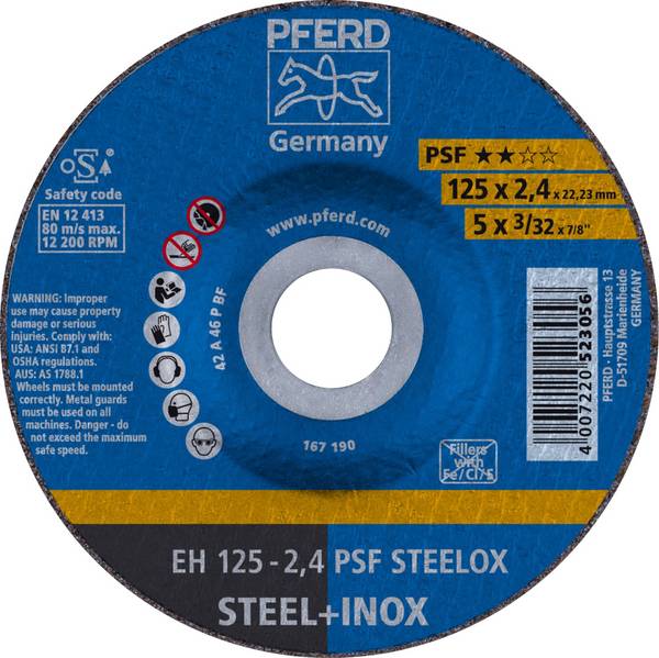 PFERD TOOLS PSF STEELOX 61720326 Disque à tronçonner à moyeu déporté 125 mm 25 pc(s) acier inoxydable, acier