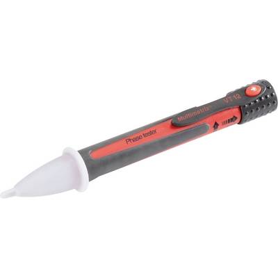 Testeur de phase VT 12 en rouge et noir avec lumière de pointe et indicateur LED pour vérifier les tensions électriques.