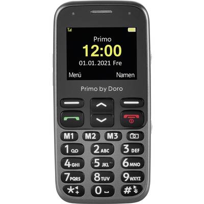 Téléphone portable pour séniors Primo by DORO 215 avec station de charge,  Touche SOS gris