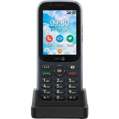 Un téléphone mobile simple avec de grandes touches et un écran couleur affichant l'heure 09:30 et la date lundi 27 avril.
