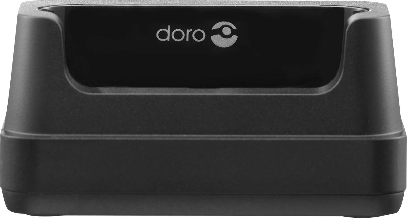Coque de chargement noire portant l'inscription 'doro' sur la face avant.