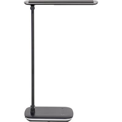 Lampe de bureau noire moderne au design épuré et minimaliste, avec un socle rectangulaire. Idéale pour les espaces de travail.