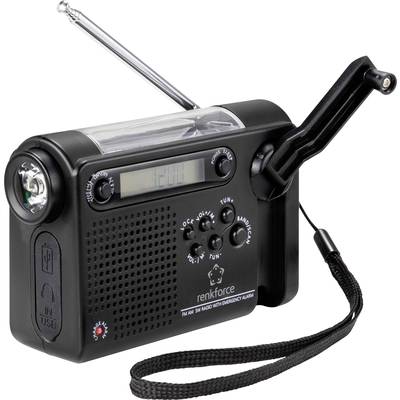 Radio portative Renkforce RF-CR-200 FM, AM, ondes courtes (OC)   rechargeable, panneau solaire, manivelle, fonction réve