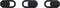 'Trois cache-webcam noirs : fermé, ouvert et partiellement ouvert, montrant différentes positions de confidentialité.'