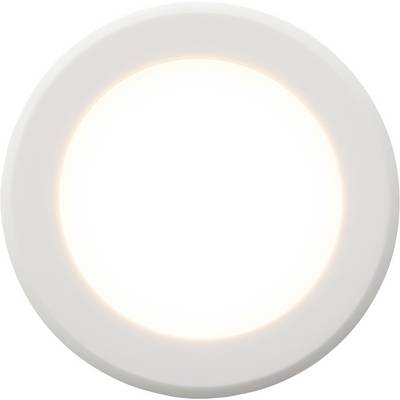 Plafonnier LED rond, lumineux, avec cadre blanc. Convient parfaitement aux espaces intérieurs modernes et offre une répartition uniforme de la lumière.