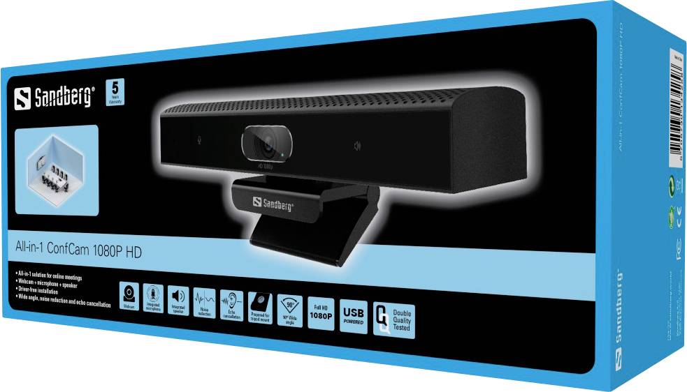 Webcam Full HD Sandberg All-in-1 ConfCam 1080P HD 1920 x 1080 Pixel support à pince-5
