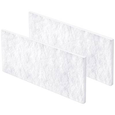 Deux filtres rectangulaires blancs côte à côte sur un fond blanc.