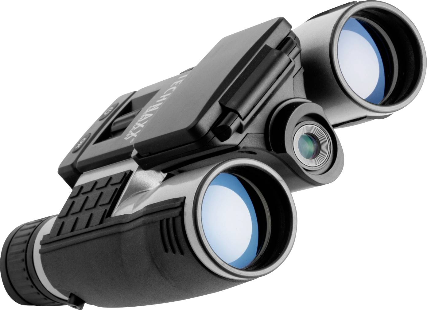 Une jumelle de vision nocturne avec deux grands objectifs et une caméra au centre pour la capture d'images dans l'obscurité.