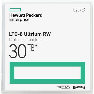 Cassette de données LTO-8 Ultrium RW de Hewlett Packard Enterprise avec une capacité de 30 To, numéro de modèle Q2078A.