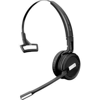 Casque sans fil avec microphone, design noir, arceau ajustable, adapté aux communications professionnelles en milieu de travail.