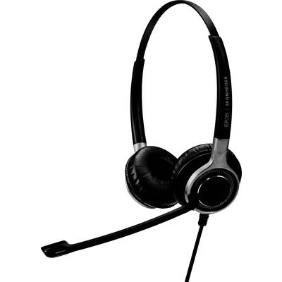 Casque noir avec perche micro, coussinets d'oreille ergonomiques et arceau réglable, adapté aux travaux de bureau et aux appels.
