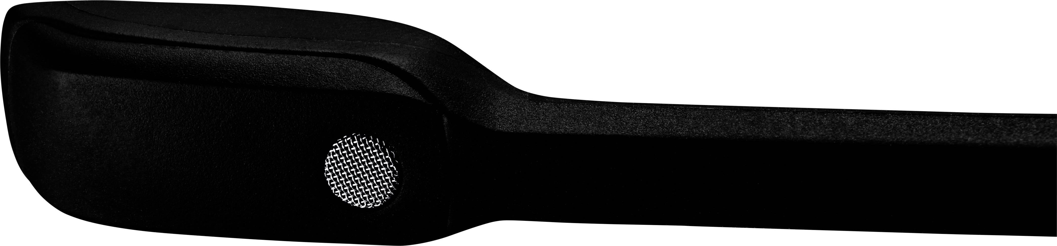 Un arceau de lunettes noir avec un haut-parleur intégré.