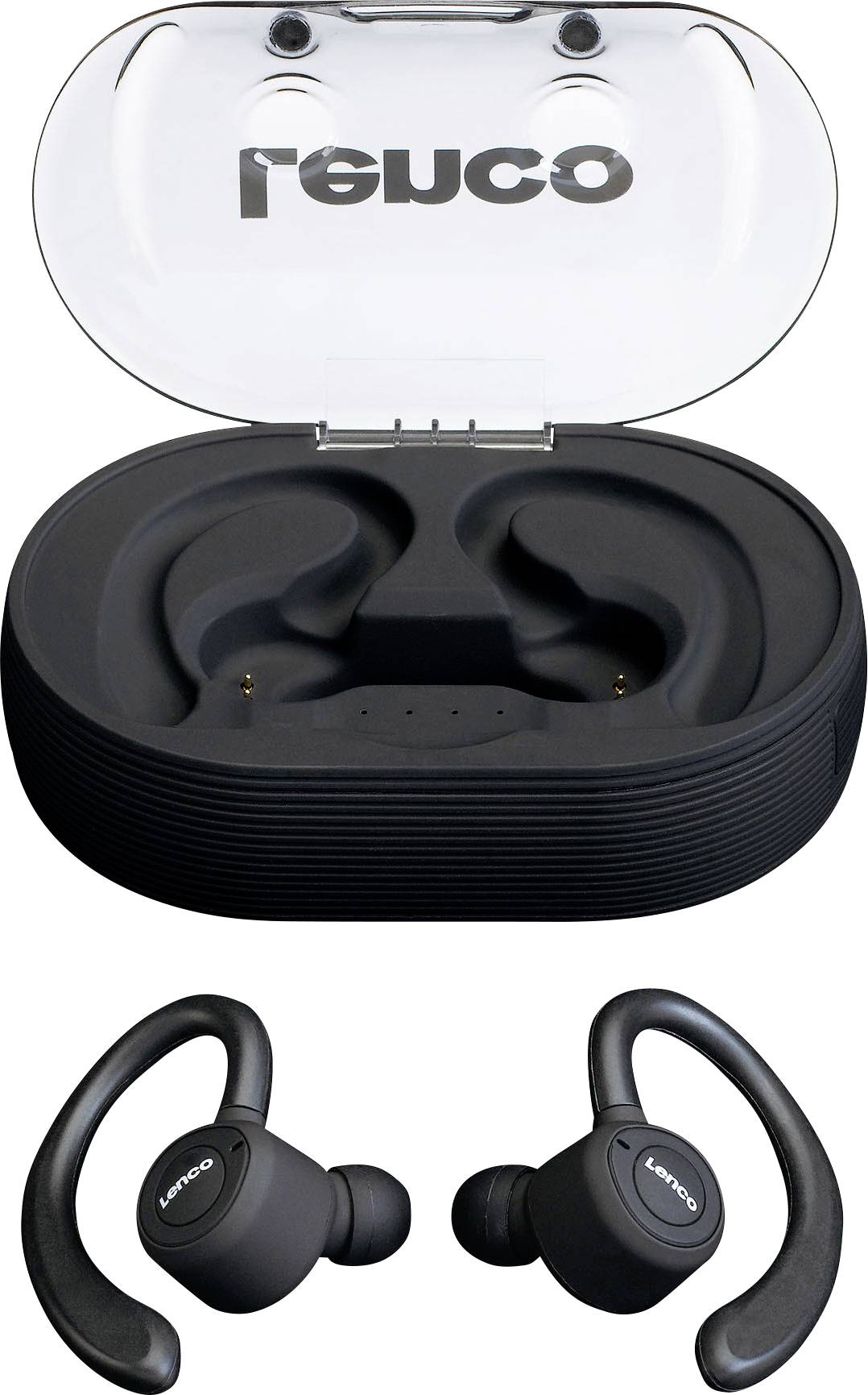 Lenco EPB-460BK Oreillette Bluetooth noir micro-casque, arceau auriculaire, résistant à la sueur pour le sport