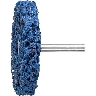 Un embout abrasif bleu en forme de disque avec une tige métallique servant à la fixation sur un outil.