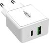 Ansmann HomeCharger HC218PD Chargeur USB 18 W 1x USB-A, 1x USB-C® Power Delivery blanc intérieure