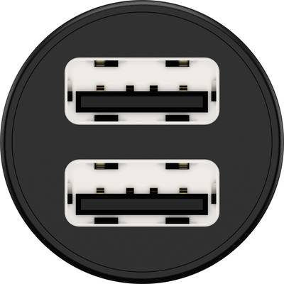 Un adaptateur rond avec deux ports USB côte à côte, adapté pour charger des appareils ou transférer des données.