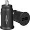 Un chargeur de voiture noir d'Ansmann avec port USB, idéal pour recharger des appareils dans un véhicule.