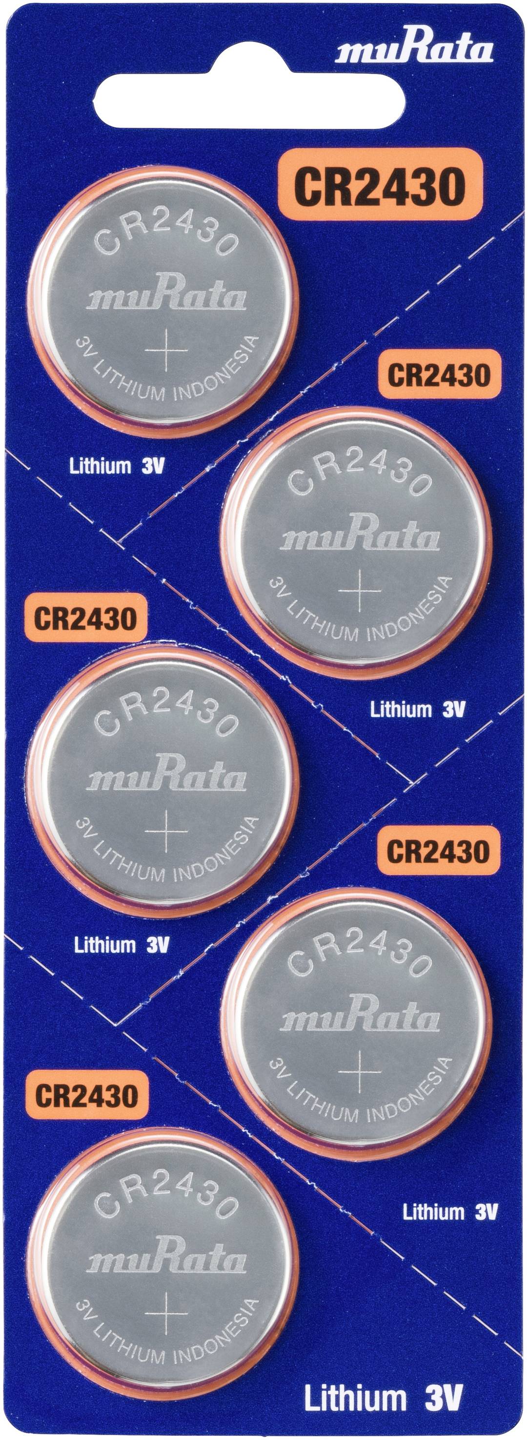 5 Piles Bouton Lithium Murata 3V / CR2430