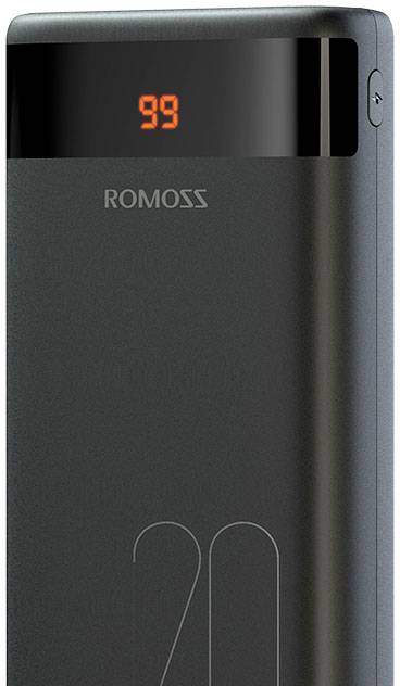 Romoss Ares 20 Powerbank (batterie supplémentaire) 20000 mAh Fast Charge Li-Ion noir affichage du statut-2
