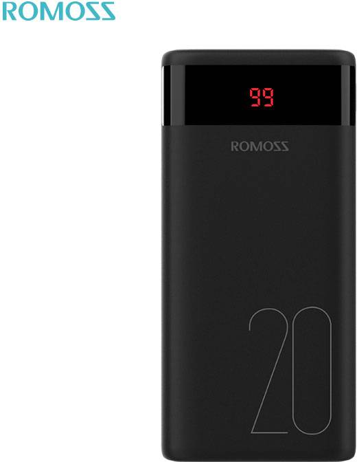 Romoss Ares 20 Powerbank (batterie supplémentaire) 20000 mAh Fast Charge Li-Ion noir affichage du statut-3