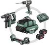 Metabo Combo Set 3.1.1 18 V 691174000 Perceuse-visseuse sans fil, Marteau perforateur sans fil 18 V 4.0 Ah Li-Ion + meuleuse d'angle sans fil, + 2 batteries, + chargeur, + housse