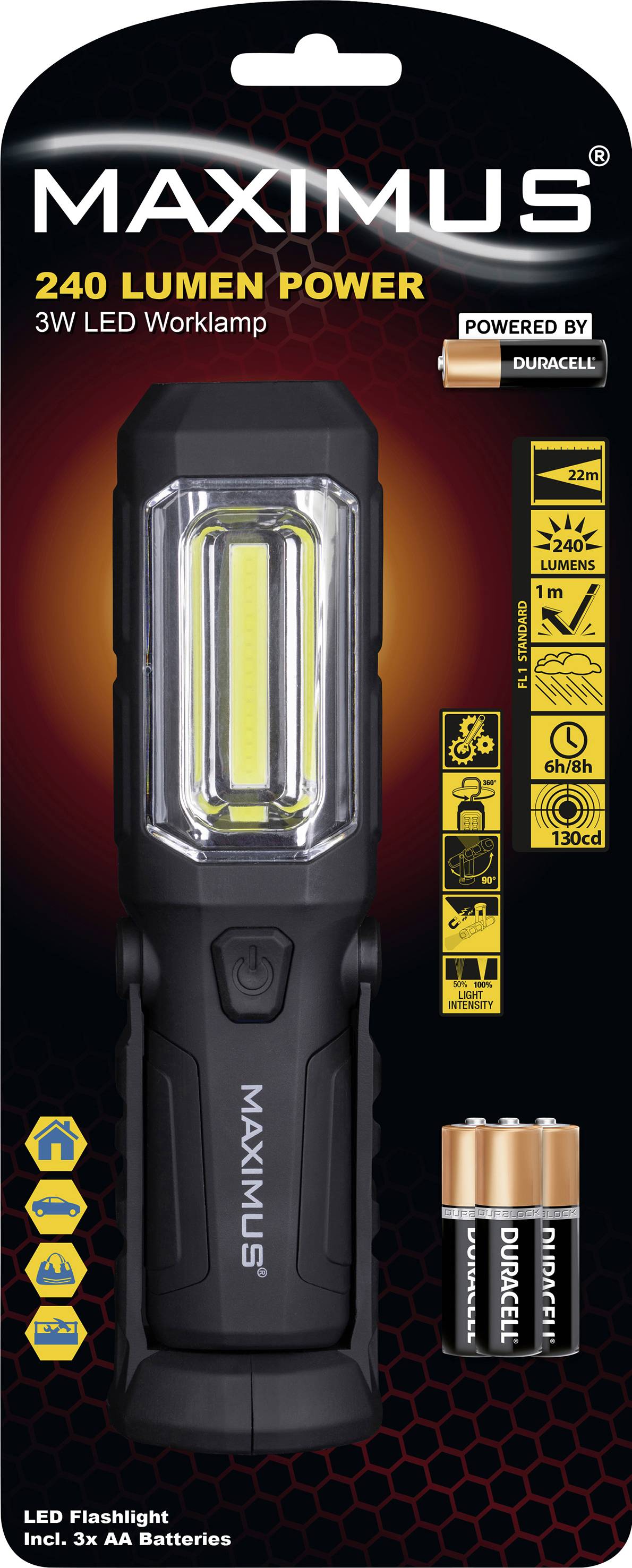 3W LED Arbeitsleuchte inklusive 3 Marken Alkaline Batterien mit Magnet, max. 250 Lumen-7