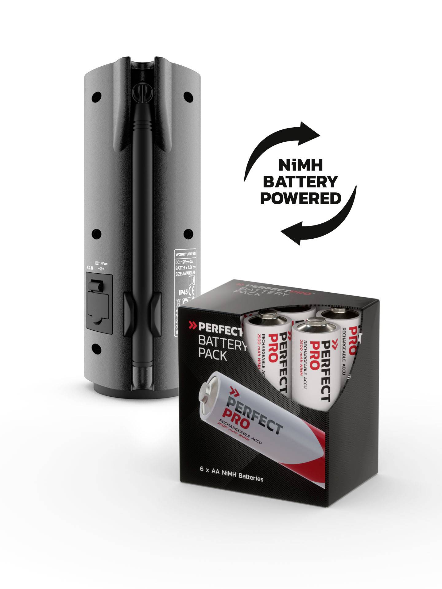 PerfectPro WORKTUBE Radio de chantier DAB+, FM AUX  résistant aux coups, rechargeable noir-7