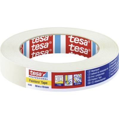 Un rouleau de ruban adhésif Tesa, long de 50m et large de 19mm, avec étiquette pour travaux de peinture professionnels.