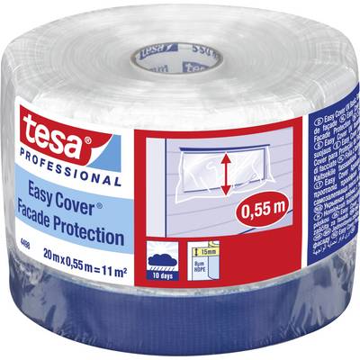 Rouleau de bâche de protection de façade 'tesa Professional Easy Cover Facade Protection' en bleu, largeur 0,55 m, longueur 20 m, pour travaux de protection et de recouvrement.
