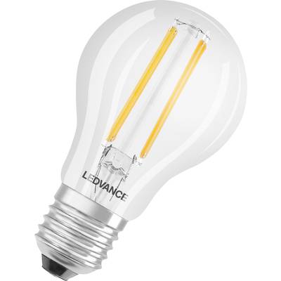 Une ampoule LED à culot à vis avec filaments apparents, marque 'LEDVANCE'. Idéale pour un éclairage chaleureux et économe en énergie.
