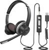 Mipow HC6 Micro-casque supra-auriculaire filaire Stereo noir Suppression du bruit du microphone volume réglable, mise en sourdine du microphone ordinateur