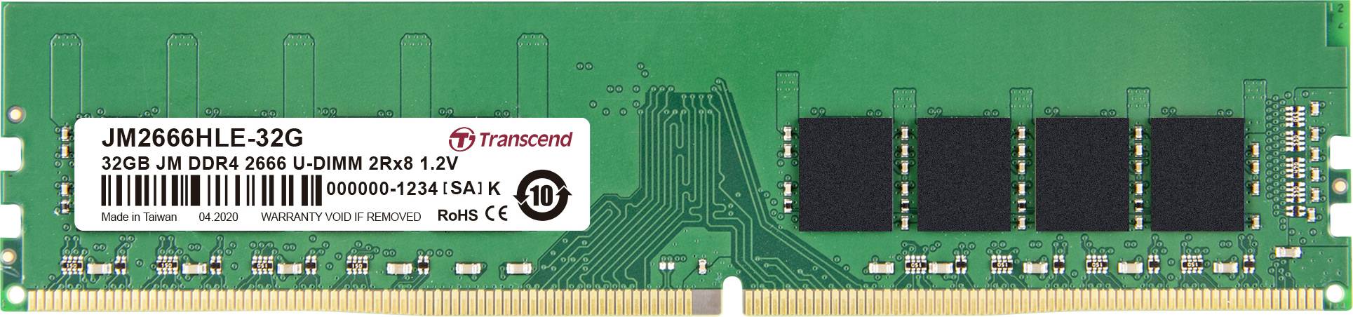 Transcend JetRAM Module mémoire pour PC DDR4 32 GB 1 x 32 GB 2666 MHz DIMM 288 broches CL19 JM2666HLE-32G-0