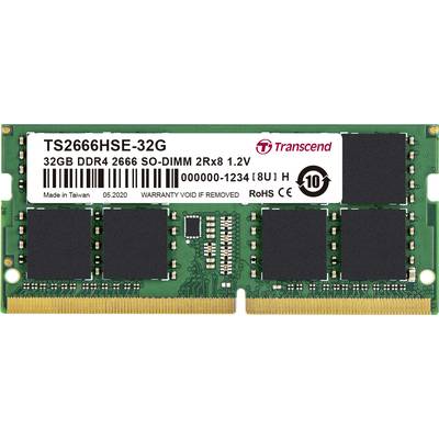 Transcend  Module mémoire pour PC portable    DDR4 32 GB 1 x 32 GB  2666 MHz SO-DIMM 260 broches CL19 TS2666HSE-32G