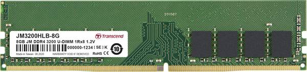 Transcend JetRAM Module mémoire pour PC   DDR4 8 GB 1 x 8 GB  3200 MHz DIMM 288 broches  JM3200HLB-8G