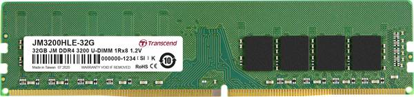 Transcend JetRAM Module mémoire pour PC   DDR4 32 GB 1 x 32 GB  3200 MHz DIMM 288 broches  JM3200HLE-32G