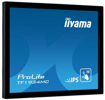 L'écran affiche une image du produit iiyama ProLite TF1934MC, un écran tactile doté de la technologie IPS et de la fonction multipoint à 10 points.