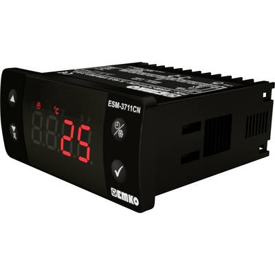 Régulateur de température numérique avec affichage rouge indiquant '25°C'. Boîtier noir équipé de touches et de plusieurs possibilités de raccordement.