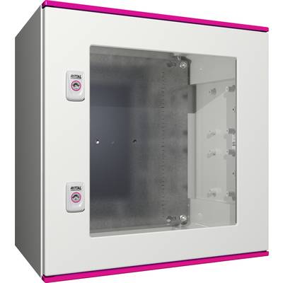 Armoire électrique grise vide avec façade en verre, adaptée pour accueillir des composants électriques.