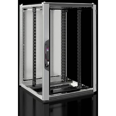 Un cadre de rack serveur ouvert en métal avec une porte en verre, adapté à l'installation d'équipements informatiques dans les centres de données.