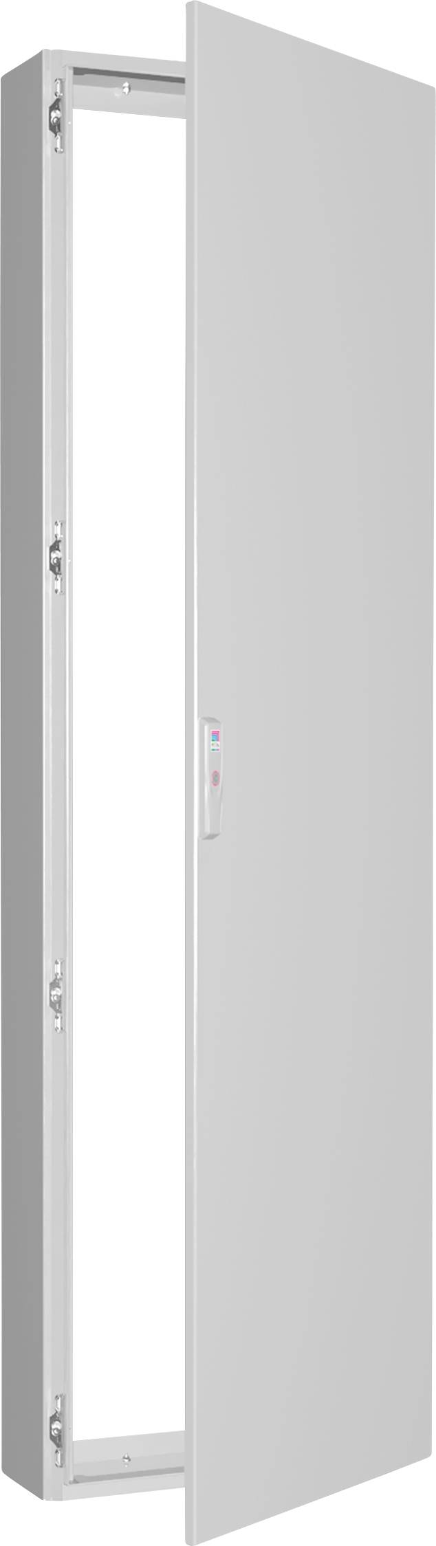 Une porte blanche, mi-ouverte, laisse voir l'encadrement. La porte est équipée d'une poignée élégante et minimaliste.