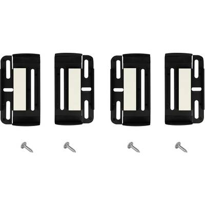 Quatre clips de fixation noirs et quatre vis pour l'installation.