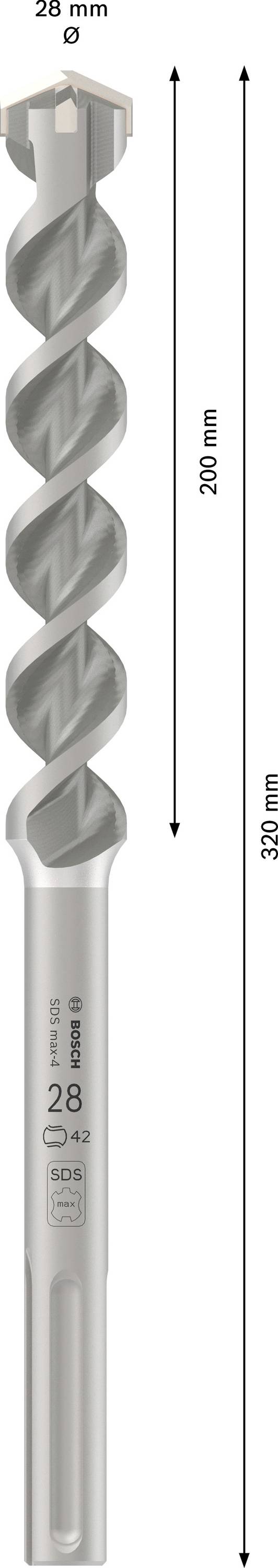 Une mèche grise, 28 mm de diamètre et 200 mm de longueur. 340 mm de longueur totale.