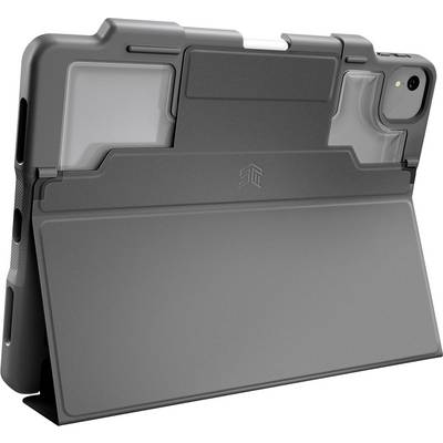 Une tablette noire est placée dans un étui protecteur qui couvre l'arrière et les bords. Une ouverture pour la caméra est visible.