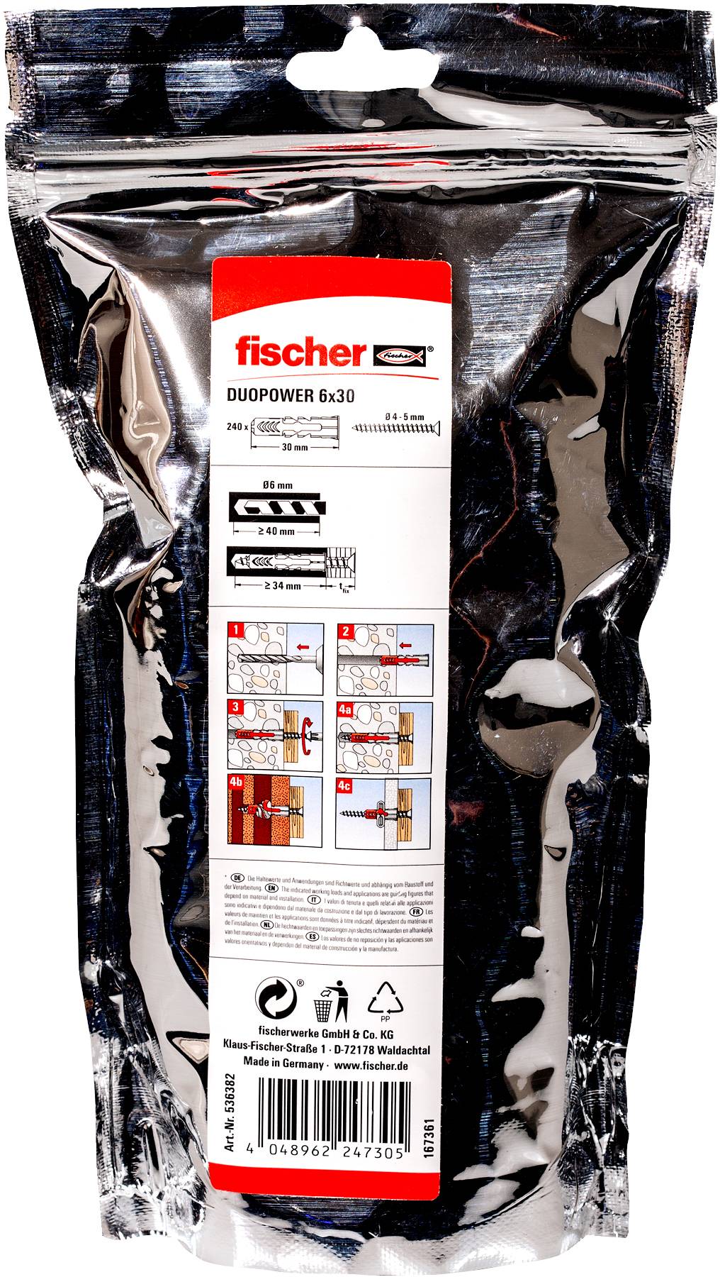 Fischer 536382 DUOPOWER 6 BigPack Cheville 30 mm 6 mm 240 pc(s)-6