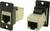 Deux prises réseau RJ45 Cat5e à bordure noire, adaptées au montage dans des équipements réseau et des répartiteurs.
