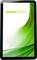 Tablette au design vert avec le logo 'HANNSPREE' à l'écran.