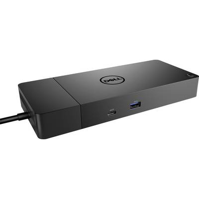 Une station d'accueil Dell noire avec un port USB-C et un port USB-A à l'avant.