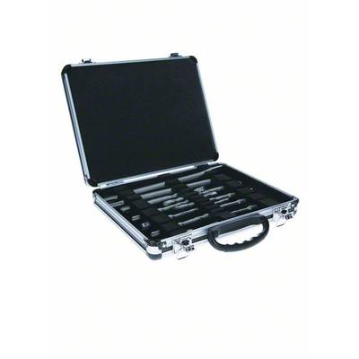 Une valise argentée ouverte avec un doublure intérieure noire, montrant divers outils dans des compartiments moulés, adaptée aux travaux de précision.